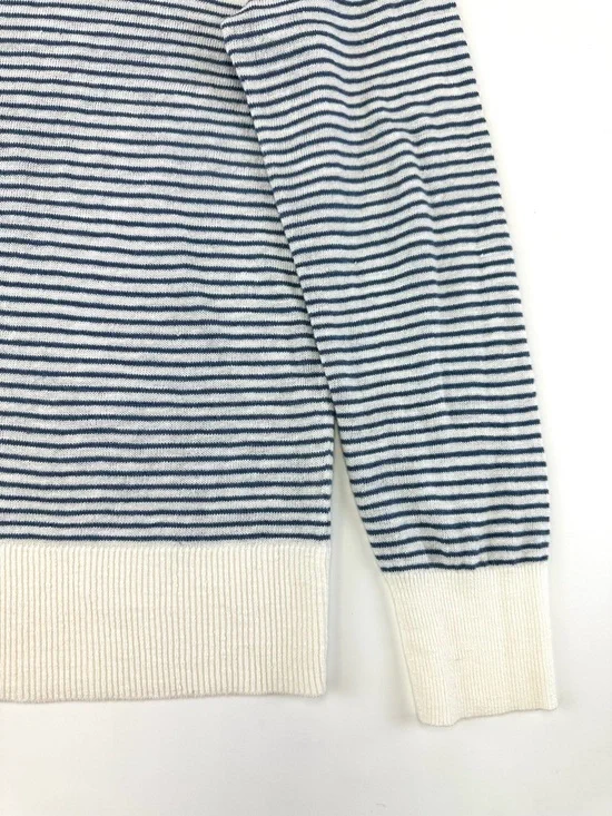 Banana Republic Linen Blend Striped Sweater Medium Nautical Coastal Style Womens - Picture 4 of 8